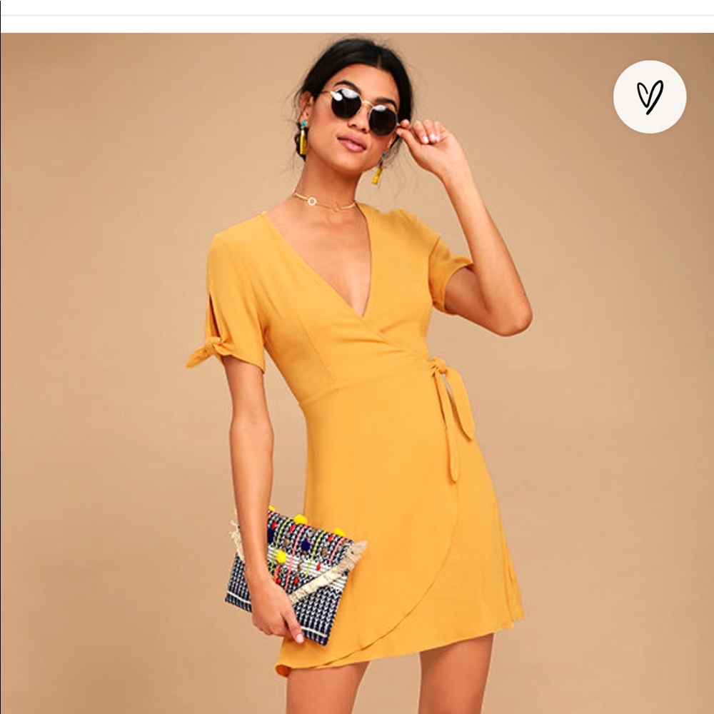 Lulu’s My Philosophy Golden Yellow Wrap Dress